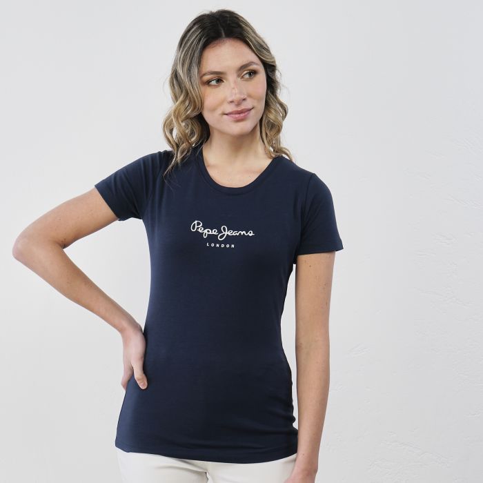 T-shirt blu maniche corte da donna con logo