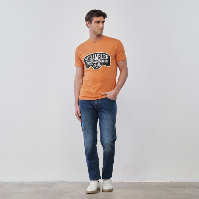 Jeans blu da uomo effetto stone washed