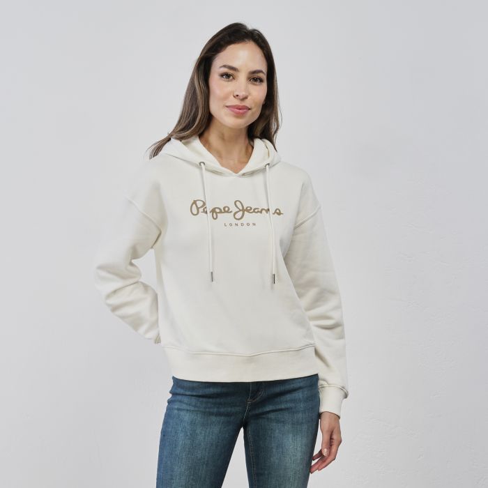 Felpa bianca da donna con maxi scritta