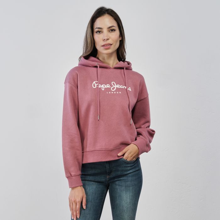 Felpa rosa da donna con maxi scritta