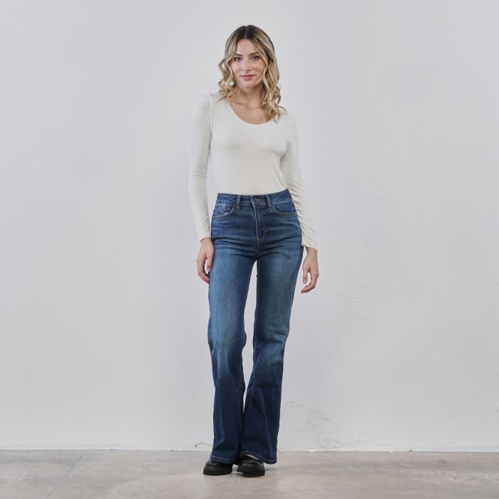 Jeans blu a zampa da donna