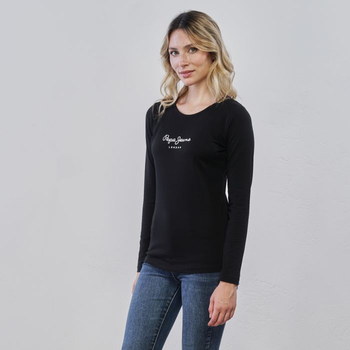 Maglia nera da donna con logo