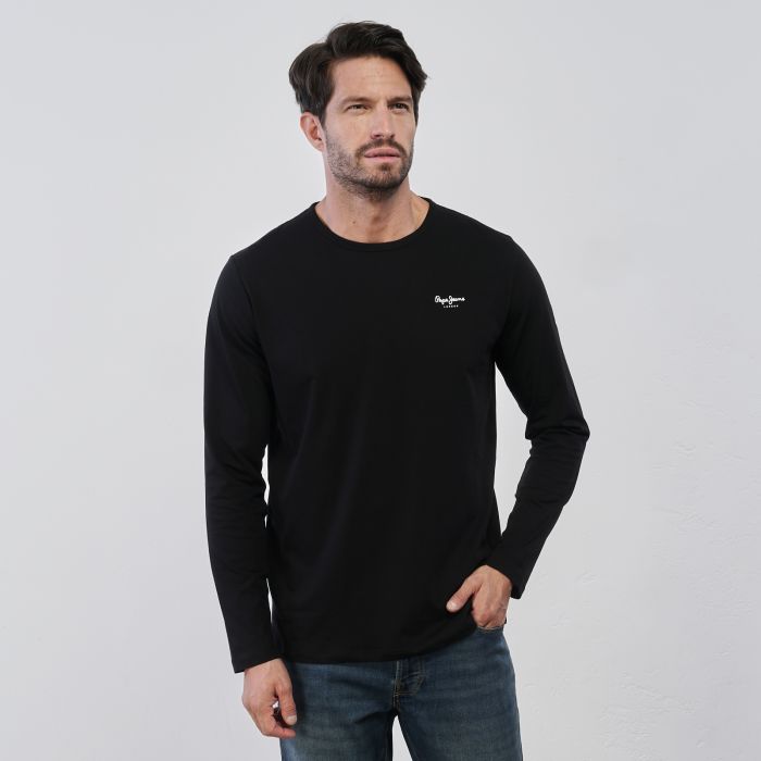 Maglia nera da uomo con scritta logo