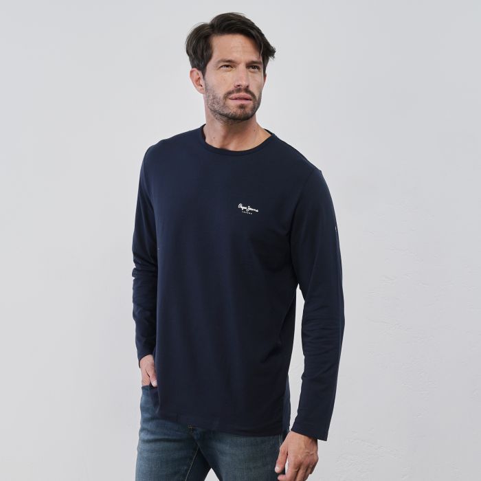 Maglia blu da uomo con scritta logo