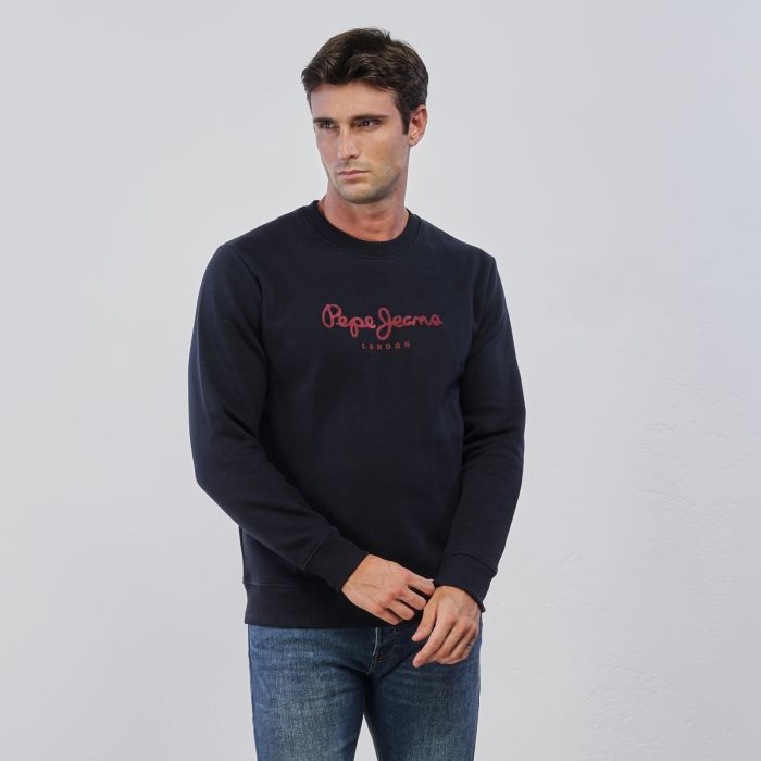 Felpa blu da uomo con scritta logo