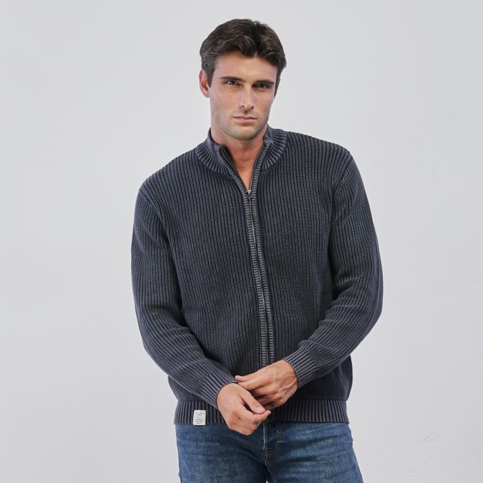 Cardigan grigio da uomo con zip