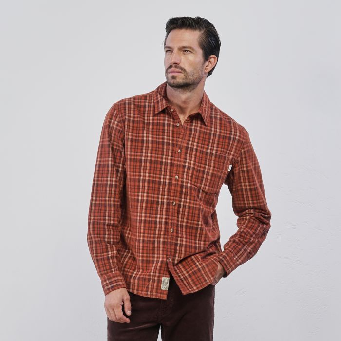 Camicia arancione da uomo in fantasia check