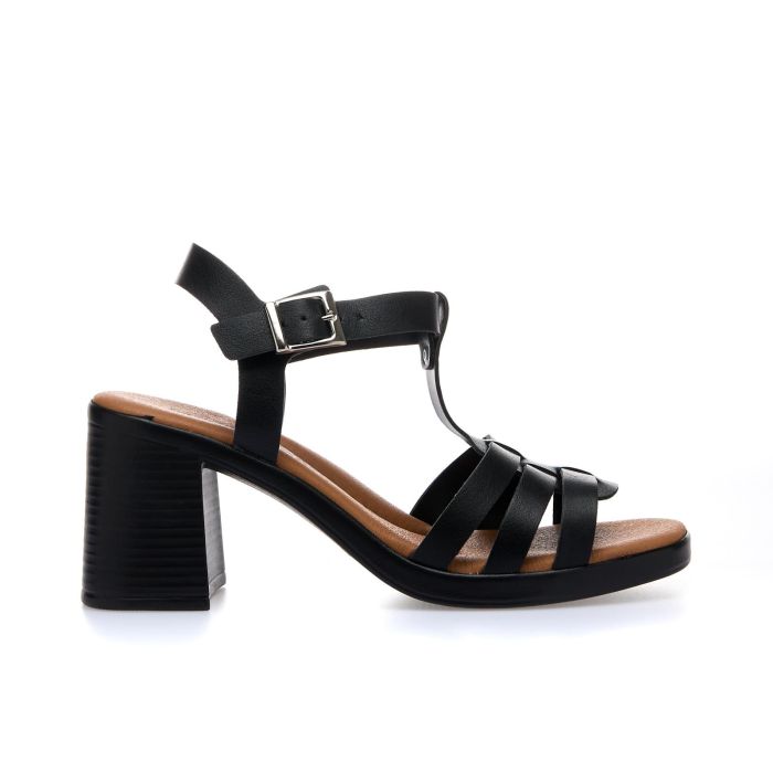 Sandali neri con tacco largo alto