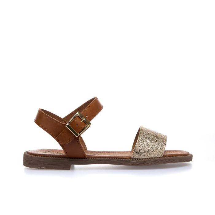 Sandali bassi marroni con dettaglio oro
