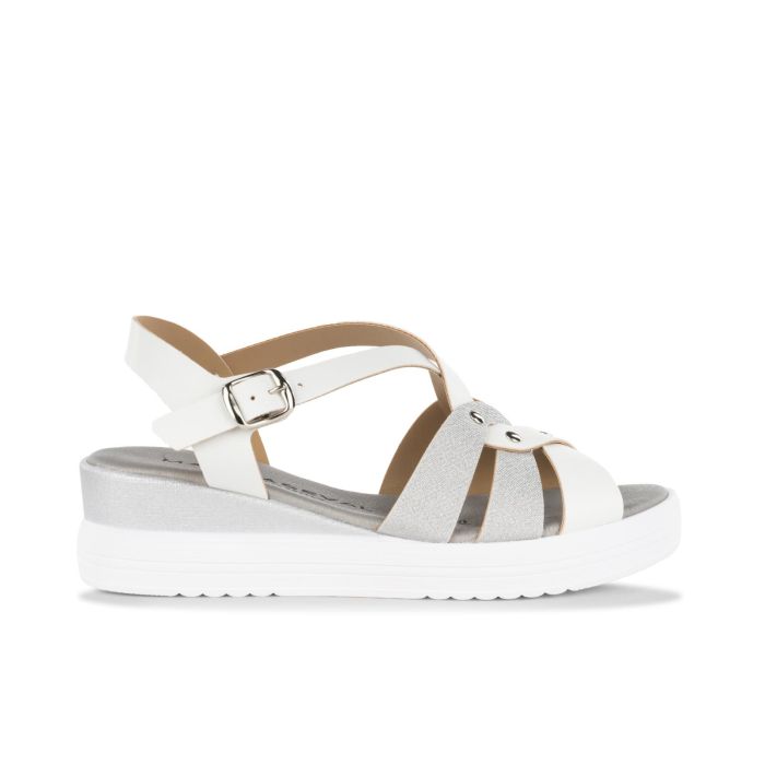 Sandali bianchi con zeppa da donna