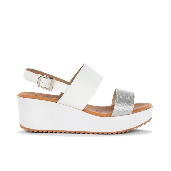 Sandali bianchi con zeppa da donna