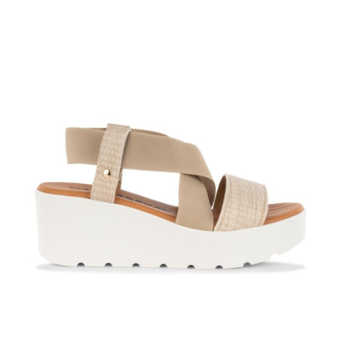Sandali beige e bianchi con zeppa da donna
