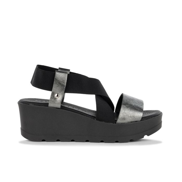 Sandali neri con zeppa da donna