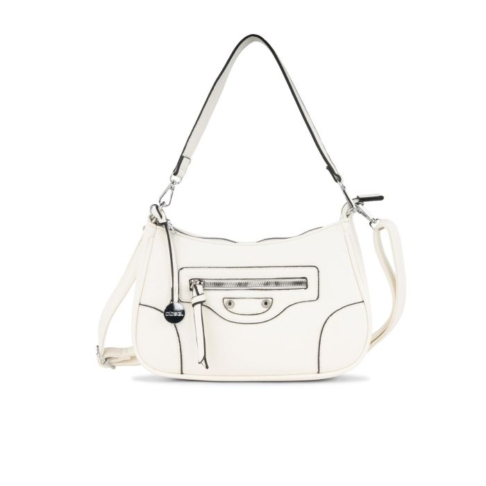 Borsa bianca con tasca frontale e doppia tracolla removibile