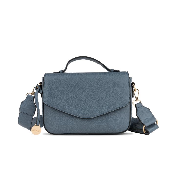 Borsa azzurra da donna con tracolla removibile in tessuto