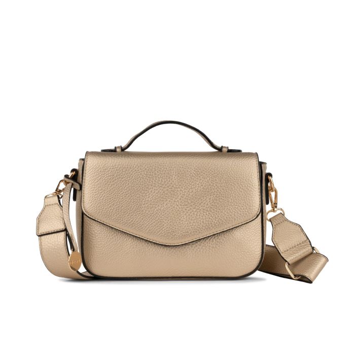 Borsa oro da donna con tracolla removibile in tessuto