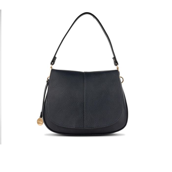 Borsa blu scuro da donna con ciondolo