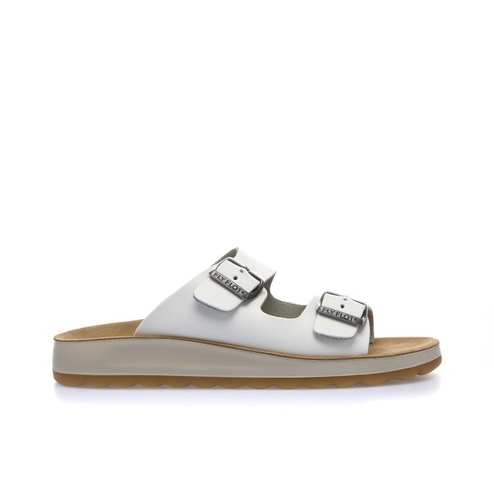 Sandali bassi bianchi con doppia fibbia