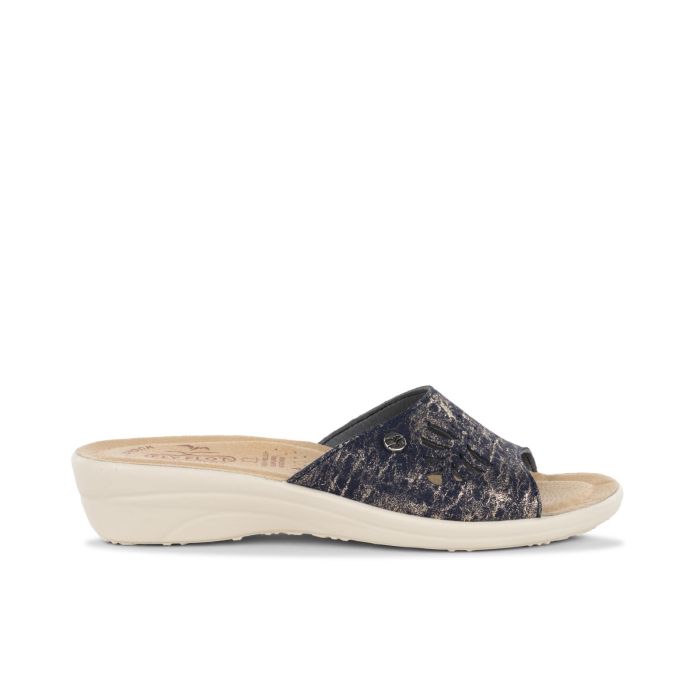 Ciabatte comfort blu da donna con zeppina