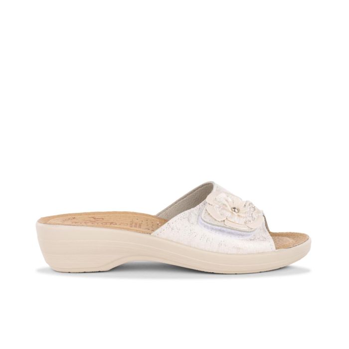 Ciabatte comfort bianche da donna da casa con zeppina