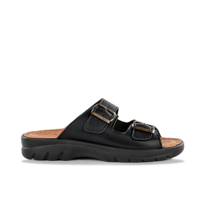 Ciabatte comfort nere da uomo con doppia fibbia
