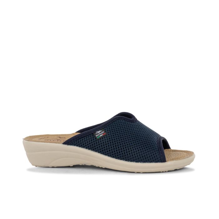 Ciabatte comfort blu da donna in tessuto