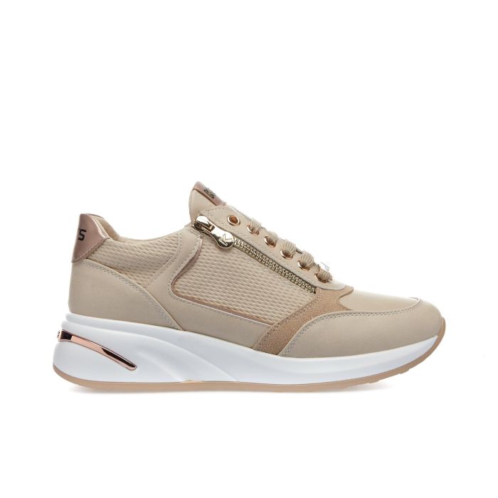 Sneakers beige con zeppa