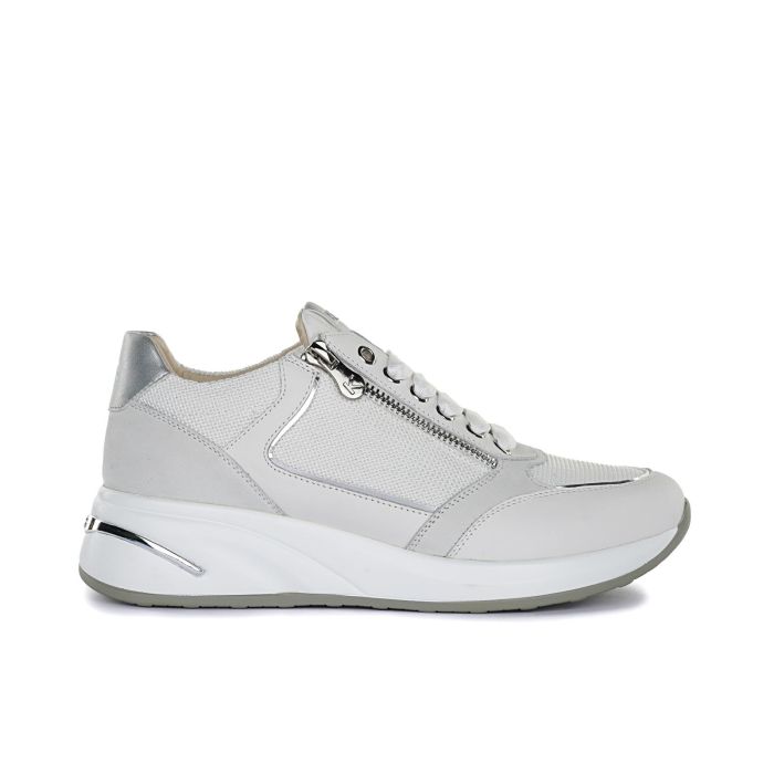 Sneakers grigie con dettagli laminati