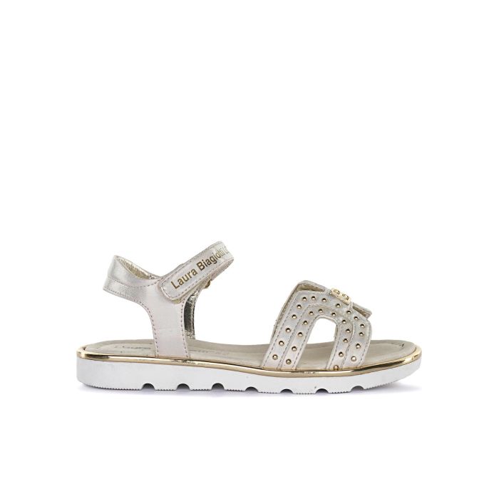 Sandali oro da bimba con micro borchie e con strappo