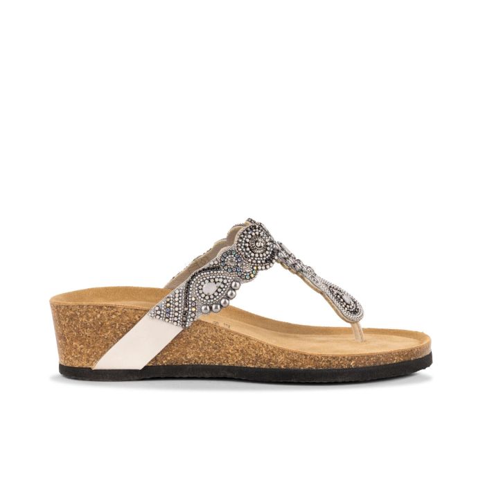 Sandali Infradito con zeppa con fondo effetto sughero con micro strass da donna