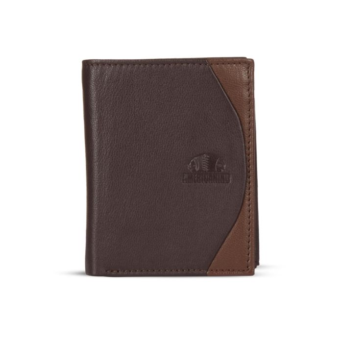 Portafoglio verticale marrone da uomo in pelle