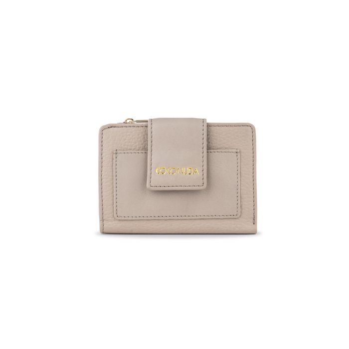 Portafoglio beige da donna con tasca con zip