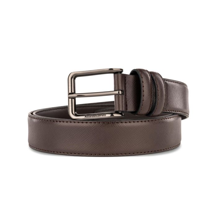 Cintura marrone da uomo con cuciture