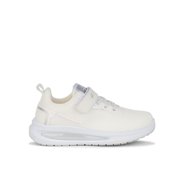 Sneakers da ginnastica bianche da bambino con velcro e lacci elastici