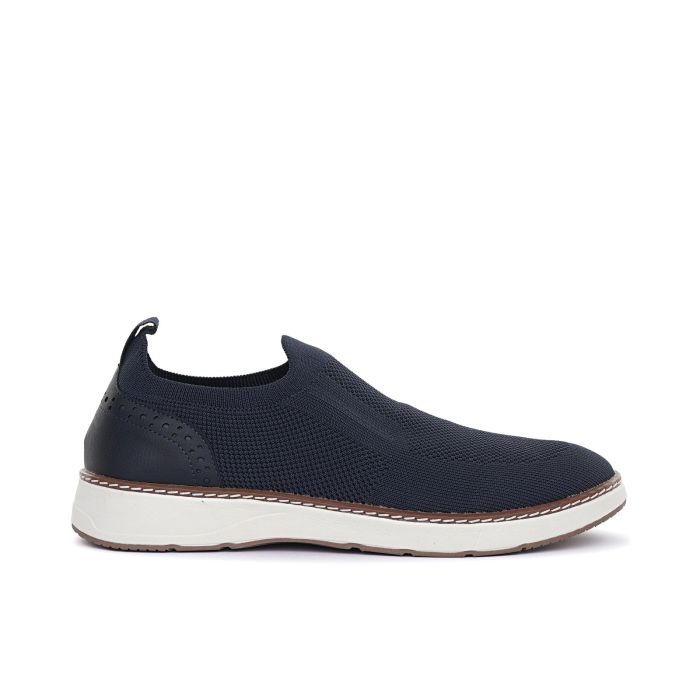 Sneakers slip-on blu da uomo in tessuto