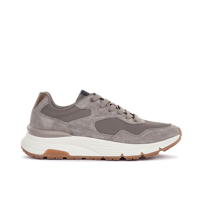 Sneakers basse grigie da uomo in pelle suede