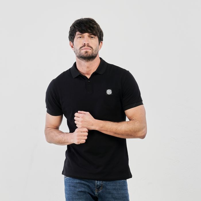 Polo nera maniche corte con logo