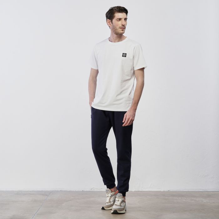 Pantaloni lunghi sportivi blu da uomo con polsini