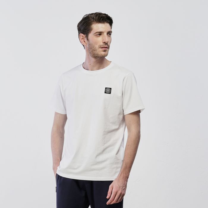 T-shirt bianca da uomo maniche corte con logo