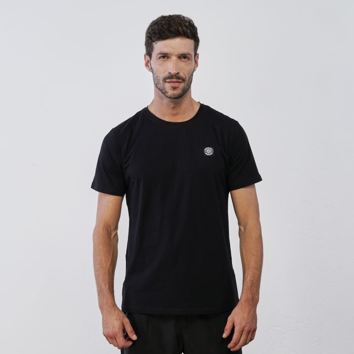 T-shirt nera da uomo maniche corte con logo