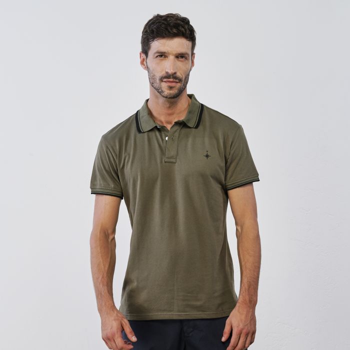 Polo verde da uomo maniche corte con logo