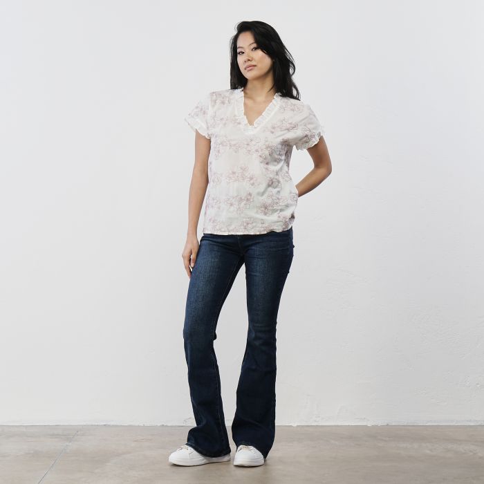 Jeans blu da donna a zampa con tasche