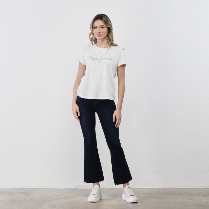 Jeans blu da donna con orlo sfrangiato
