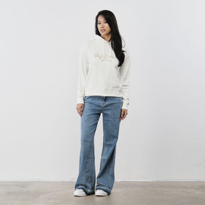 Jeans azzurri a zampa da donna con orlo sfrangiato