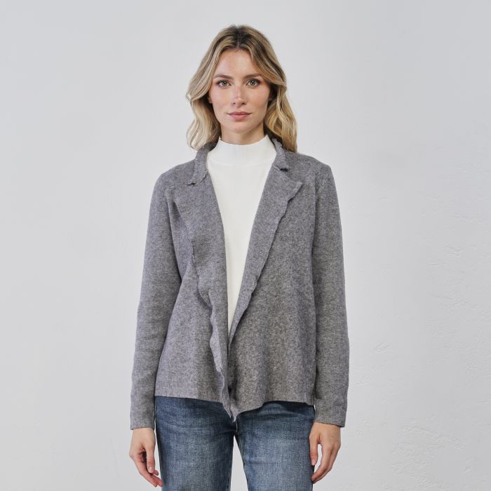 Cardigan grigio da donna in maglia