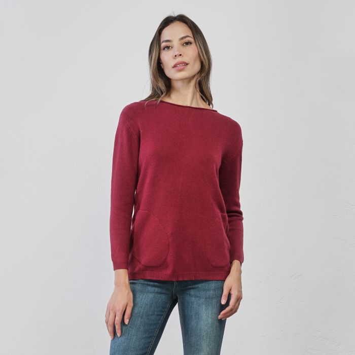 Maglioncino rosso da donna con tasche