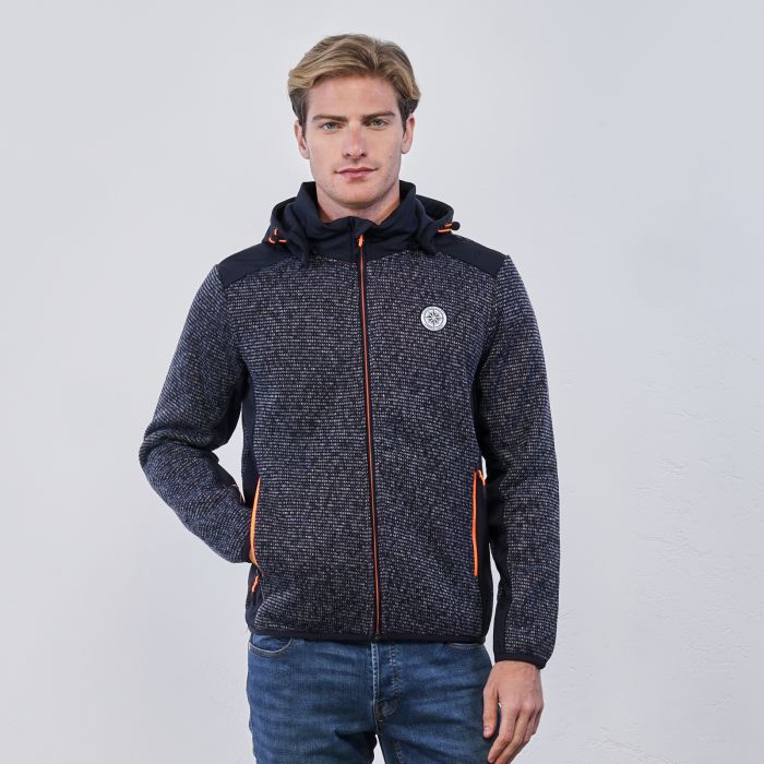 Giacca blu da uomo con dettagli fluo a contrasto