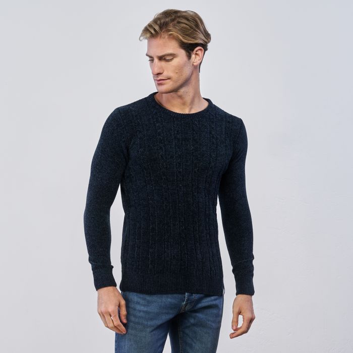 Maglioncino blu da uomo in tessuto lavorato