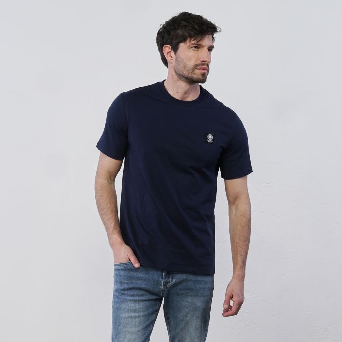 T-shirt blu Marshall da uomo con maniche corte e logo