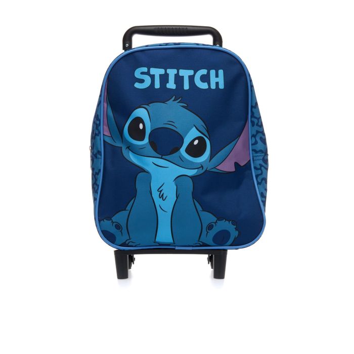 Zainetto con stampa cartoon blu con maniglia estraibile e rotelle